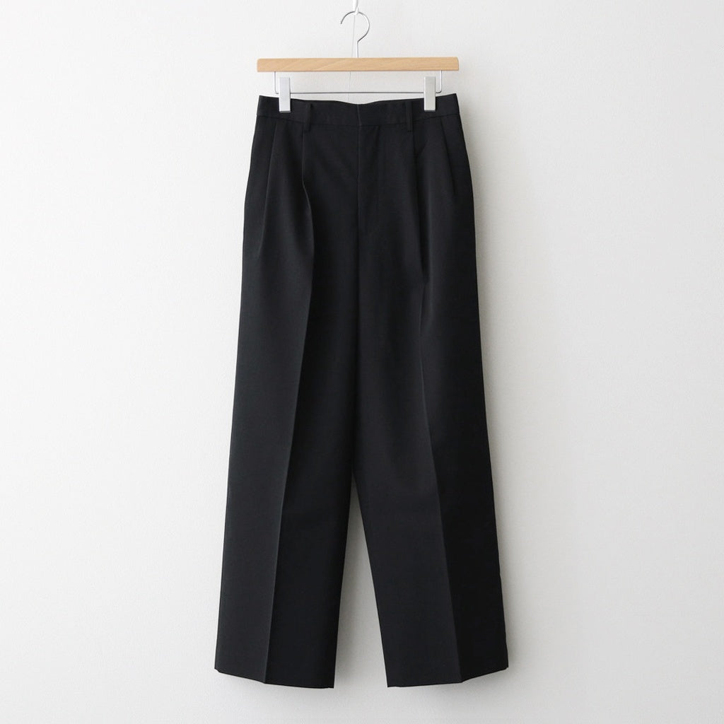 LIGHT WOOL MAX GABARDINE TWO-TUCK SLACKS #TOP BLACK [A25AP06MG]