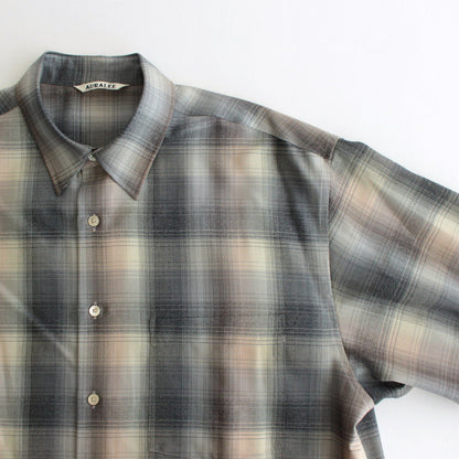 SUPER LIGHT WOOL CHECK SHIRT #BEIGE BLUE CHECK [A24AS01LC]