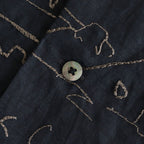 EMBROIDERY OPEN COLLAR SHIRT #NAVY [YK25SS001004SH]