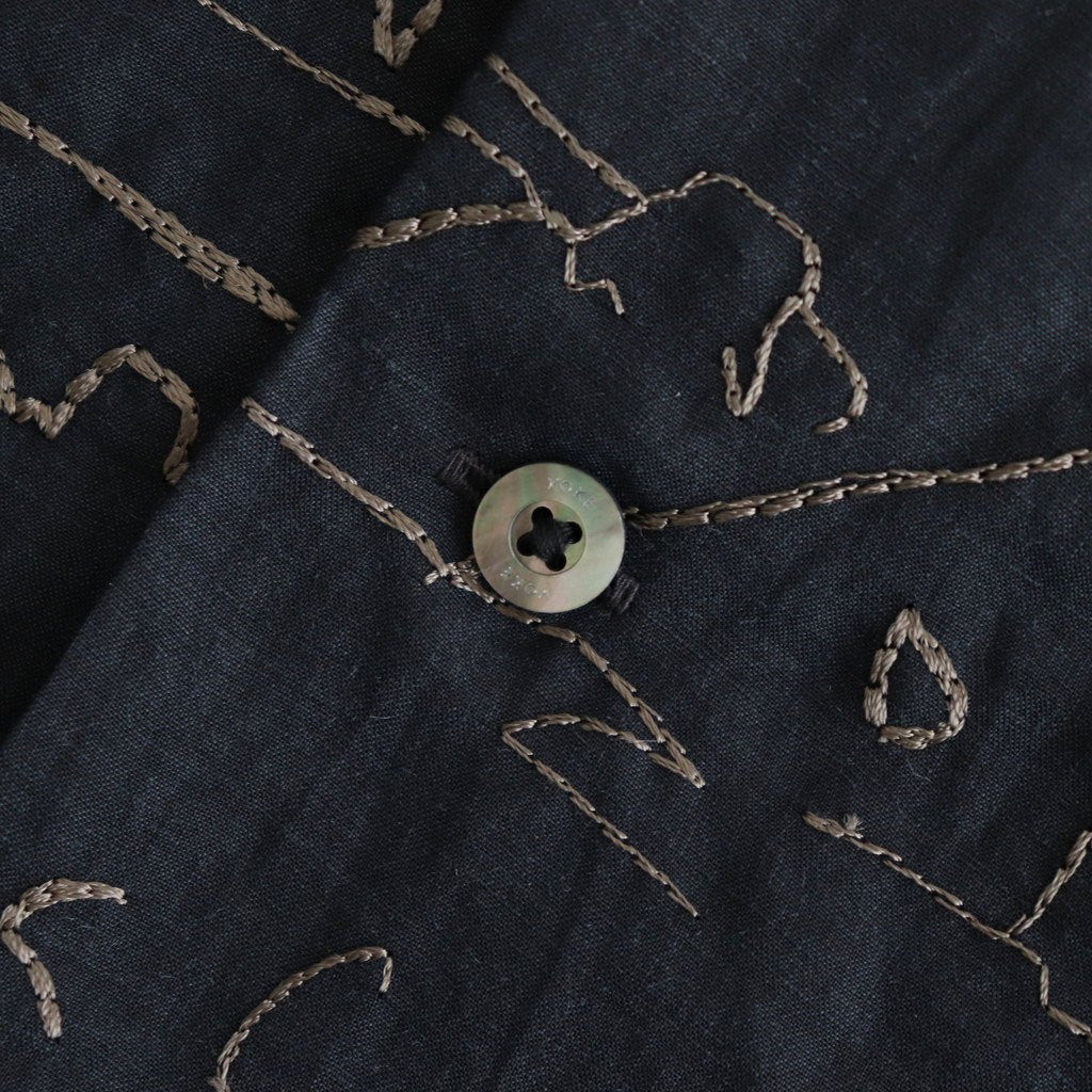 EMBROIDERY OPEN COLLAR SHIRT #NAVY [YK25SS001004SH]