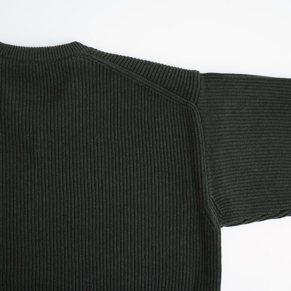SUPER FINE WOOL RIB KNIT V-NECK P/O #TOP DARK OLIVE [A26AV03RK]