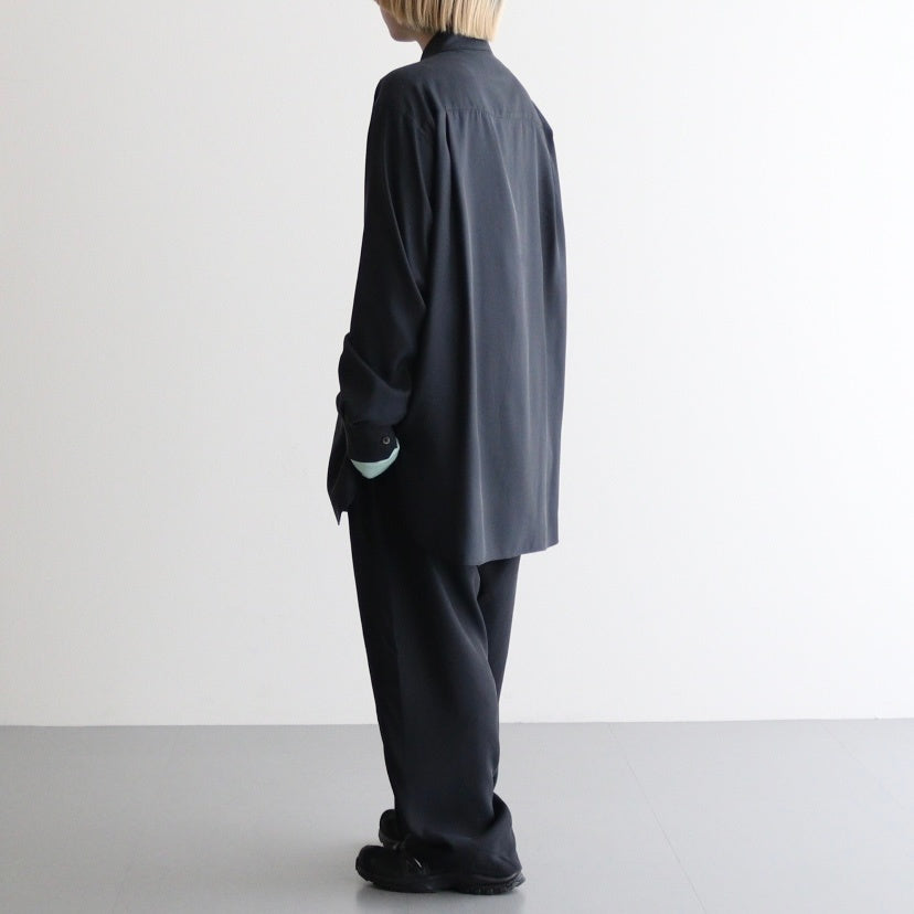 CUPRO TWILL OVERSIZED LS SHIRT #BLACK [ST.1151]
