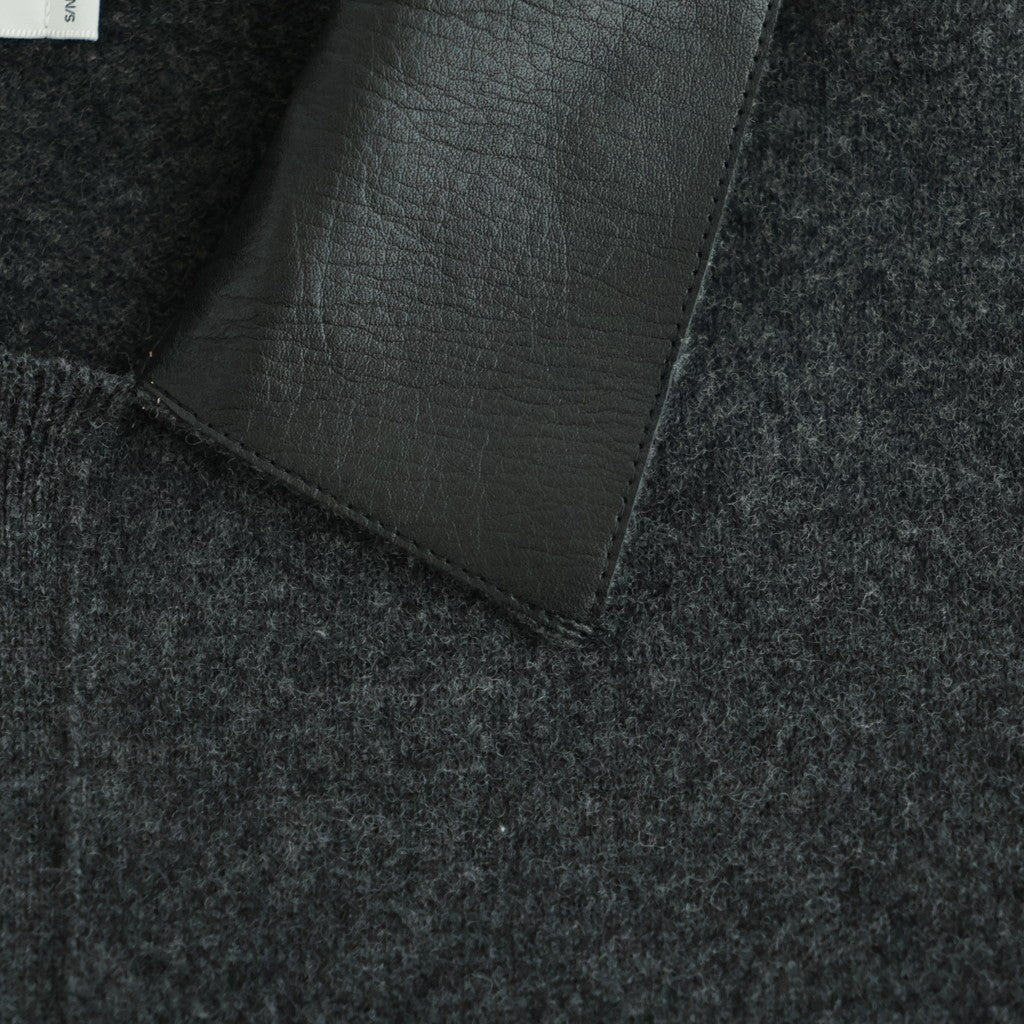 Leather-Trimmed Skipper Sweater #Charcoal [YK26FW01380S]