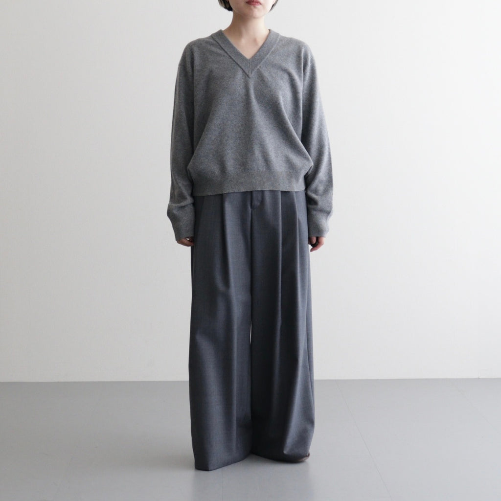 MERINO COLLEGE KNIT V-NECK SWEATER #GRAY(003) [KRAGGW0905]