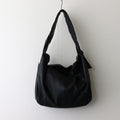SHIRRING HANDLE LEATHER SHOULDER BAG #BLACK [ST.1180]