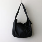 SHIRRING HANDLE LEATHER SHOULDER BAG #BLACK [ST.1180]
