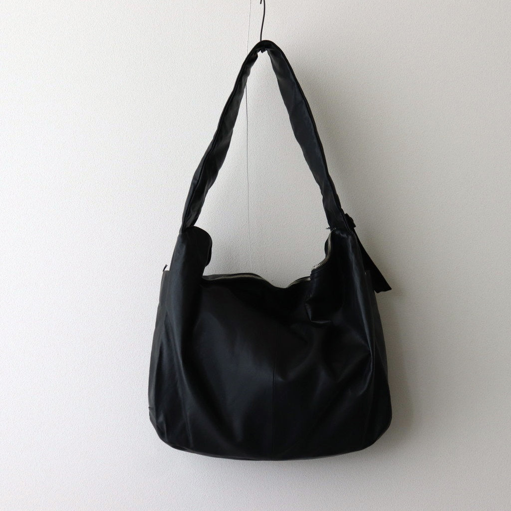 SHIRRING HANDLE LEATHER SHOULDER BAG #BLACK [ST.1180]