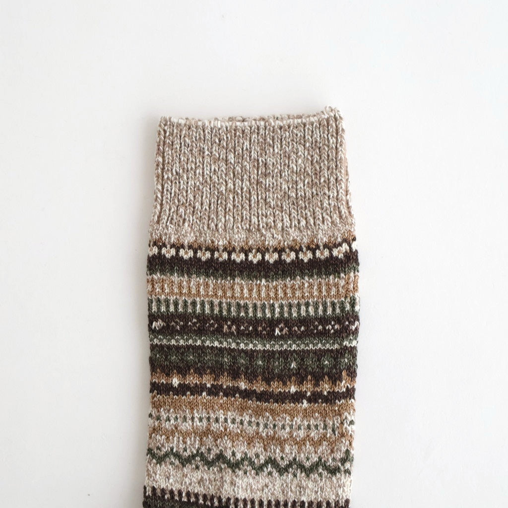 NORDIC PATTERN SOCKS #BROWN [R1630-AW25]