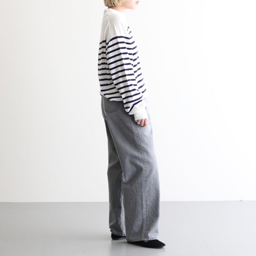 Sailor Silk Open-collar Knit #White-Navy [AOESKN015]