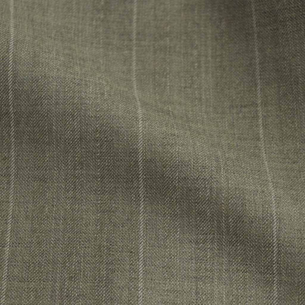 BLUEFACED WOOL TWO-TUCK SLACKS #OLIVE GRAY STRIPE [A26AP02BS]
