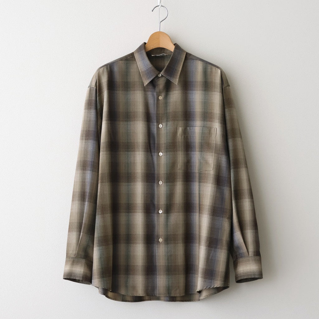 SUPER LIGHT WOOL CHECK SHIRT #BROWN BLUE CHECK [A25AS01LC]