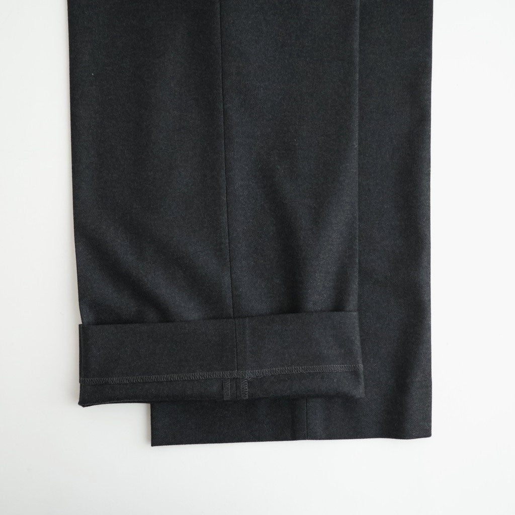 WOOL FULLING FLANNEL ONE-TUCK SLACKS #TOP CHARCOAL [A26AP03CF]