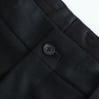 WOOL FLANNEL LONG WIDE TROUSERS #BLACK [ST.1258]