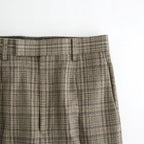 SILK LINEN NEP CHECK ONE-TUCK SLACKS #DARK BROWN CHECK [A26SP04SN]