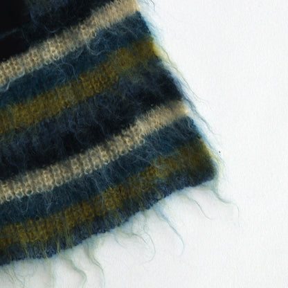 MOHAIR BORDER LONG STOLE #YELLOW×PEACOCK [YK24FW0825A]