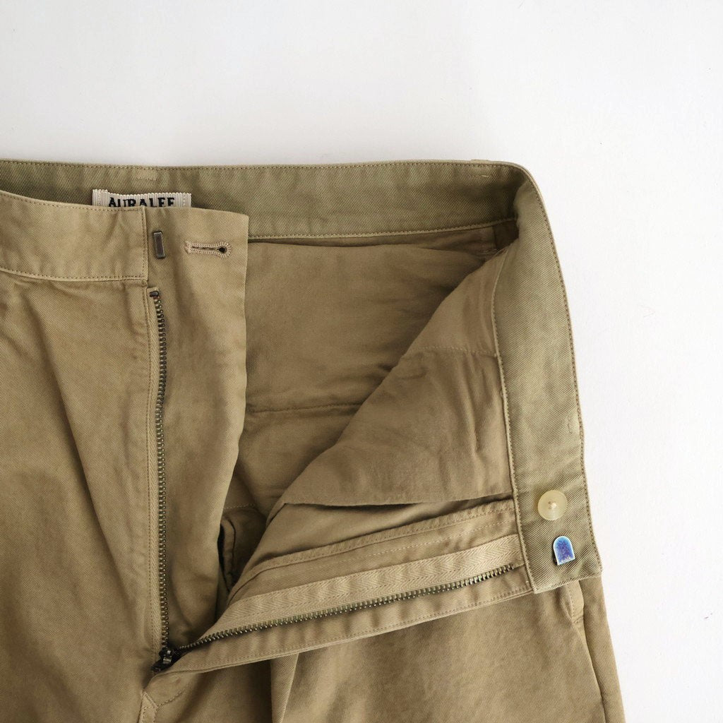GARMENT-DYED FINX LIGHT CHINO ONE-TUCK WIDE PANTS #BEIGE