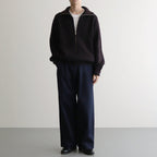 3/4 FRONT ZIP HIGHNECK RIB SWEATER #DARK BROWN [YK24FW0829S]