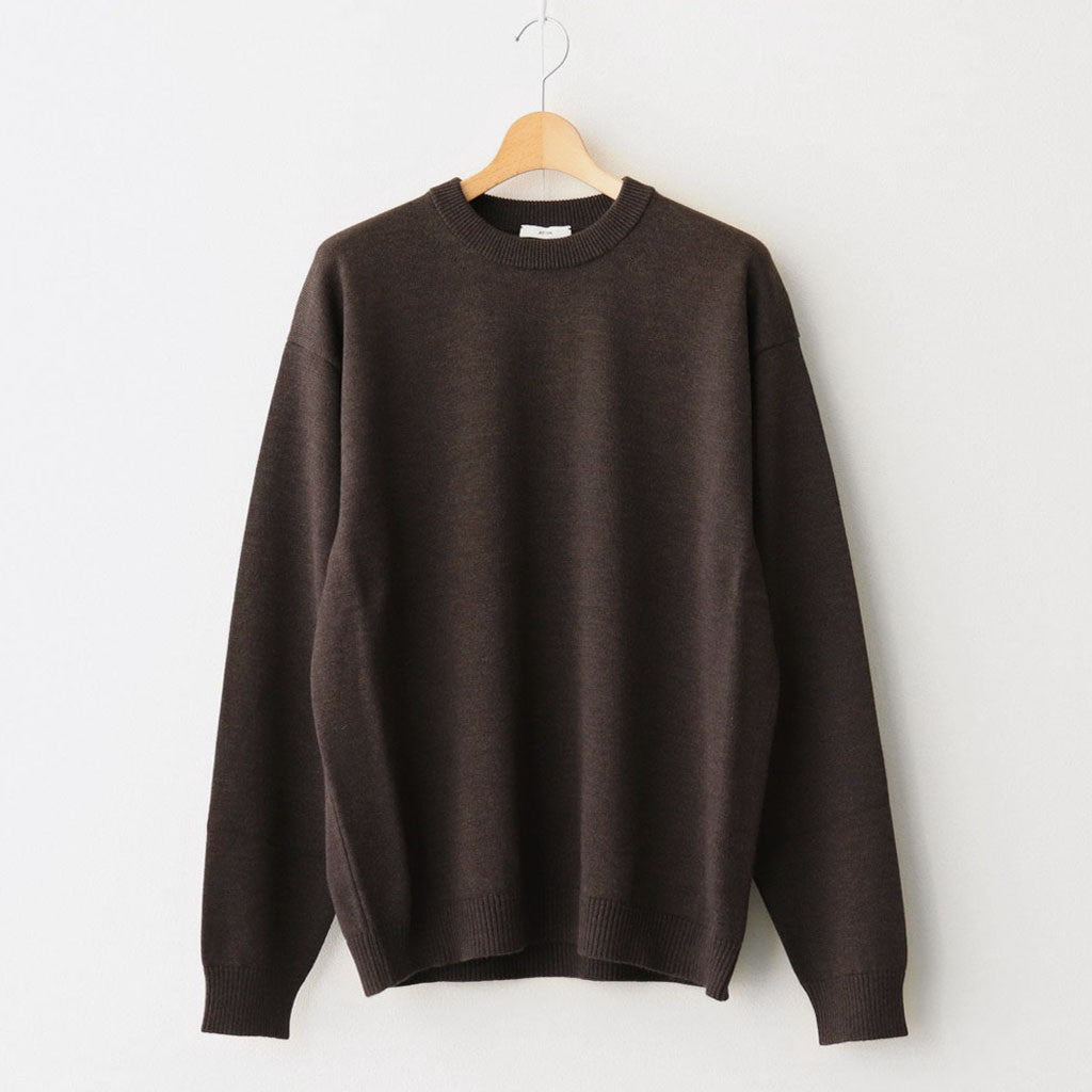WOOL WASHI CREWNECK SWEATER #BROWN TOP [KRAGGW0102]
