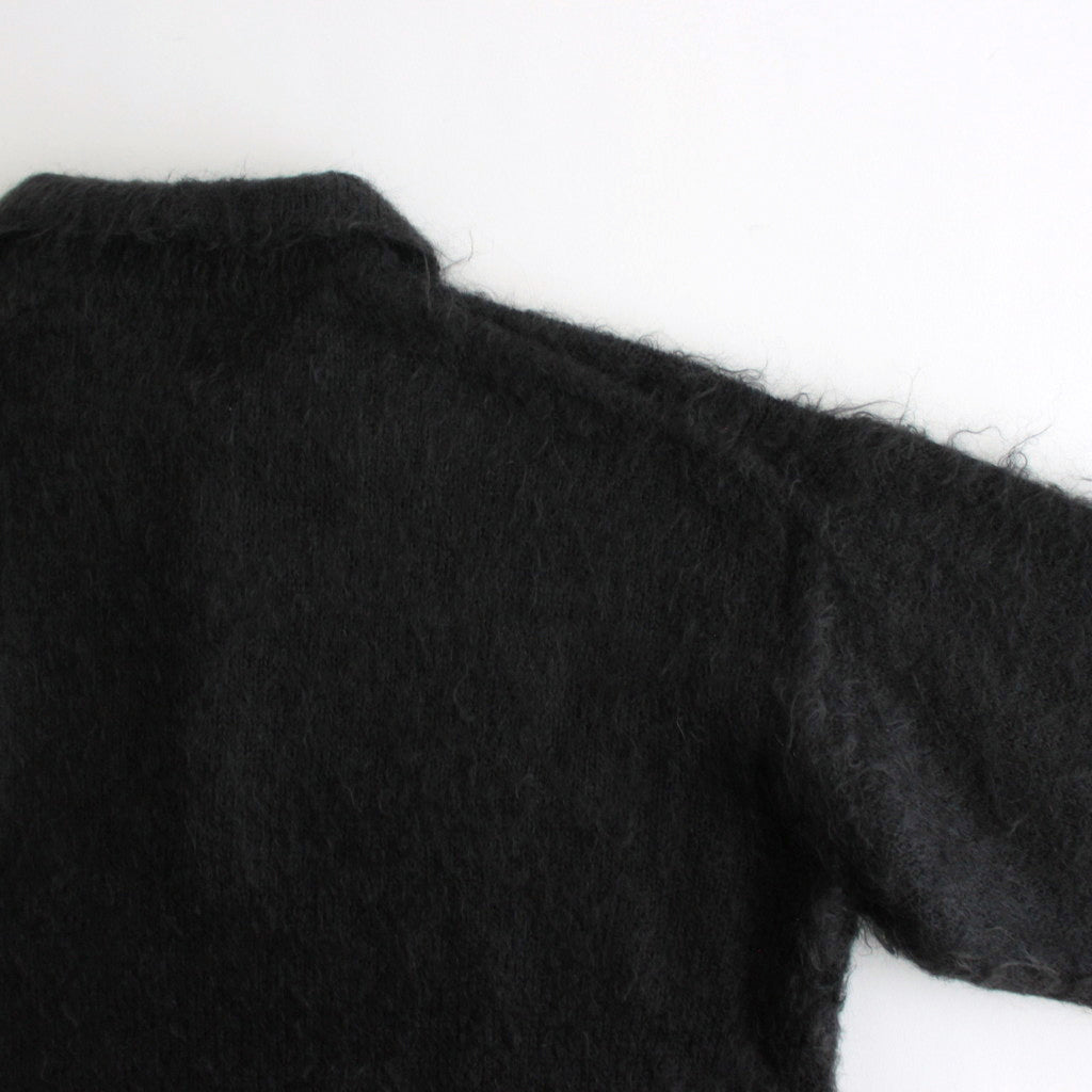 BRUSHED SUPER KID MOHAIR KNIT POLO #INK BLACK [A24AP02KM]