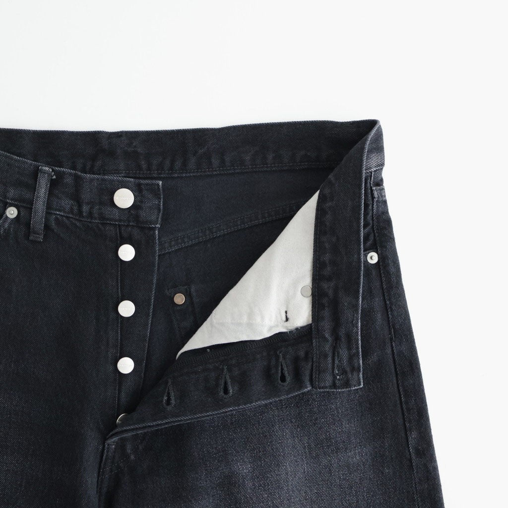 Selvage Denim Five Pocket Wide Straight Pants #BLACK DARK FADE [GU263-40059DB]