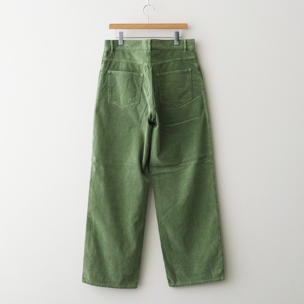 GARMENT-DYED FINX CORDUROY 5P WIDE PANTS #DUSTY GREEN [A26SP01FX]