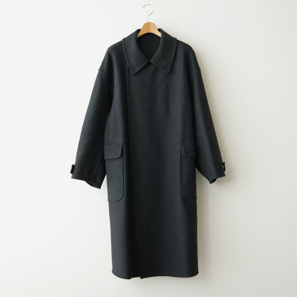 Wool Cashmere Double Breasted Rever Coat #Charcoal [YK26FW01317C]