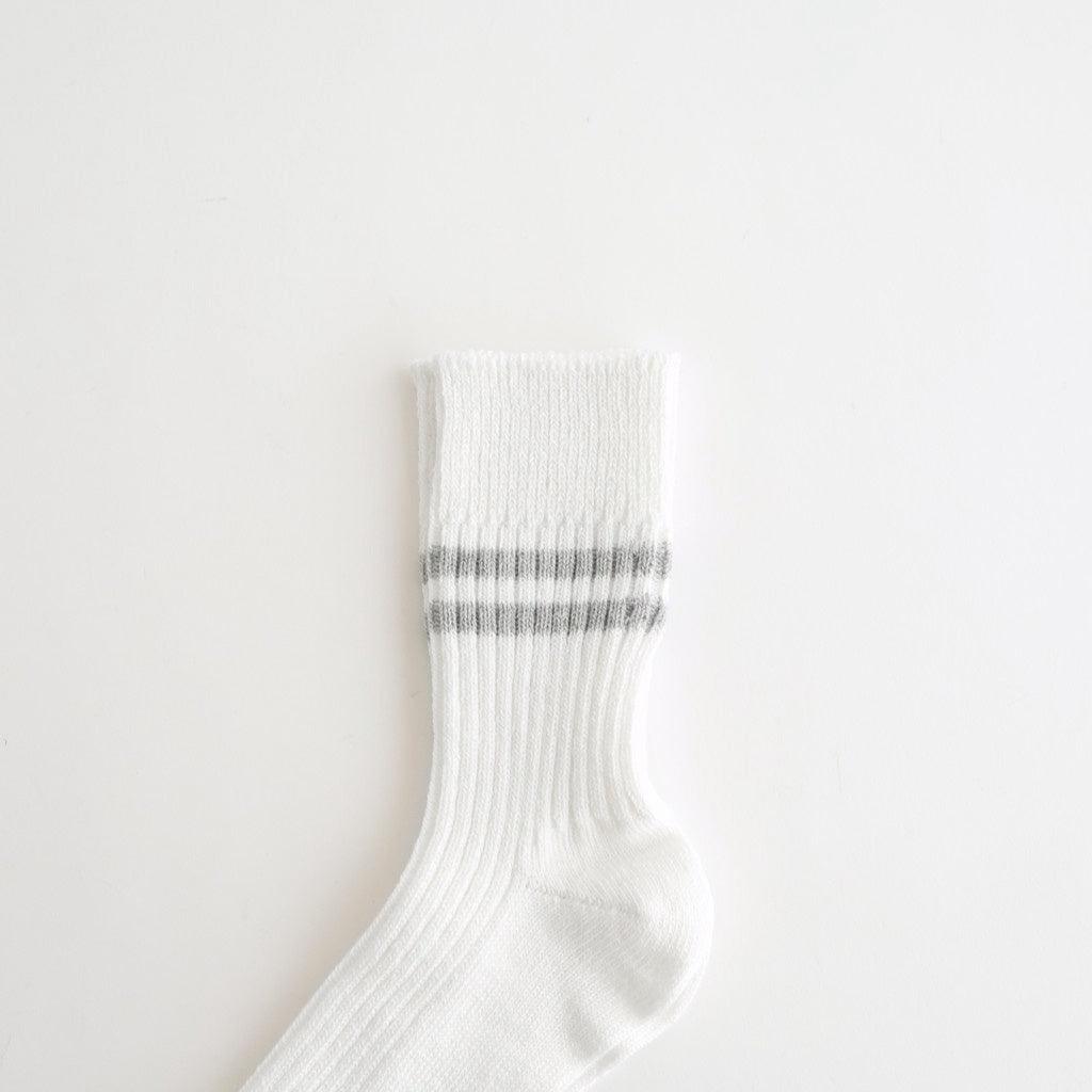 HEMP ORGANIC COTTON STRIPE SOCKS #WHITE/GRAY [R1468-SS26]