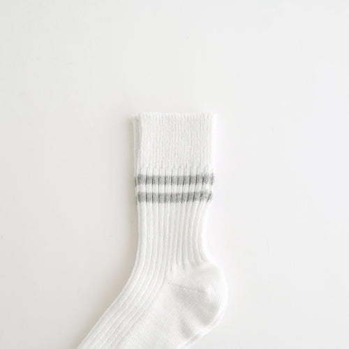 HEMP ORGANIC COTTON STRIPE SOCKS #WHITE/GRAY [R1468-SS26]