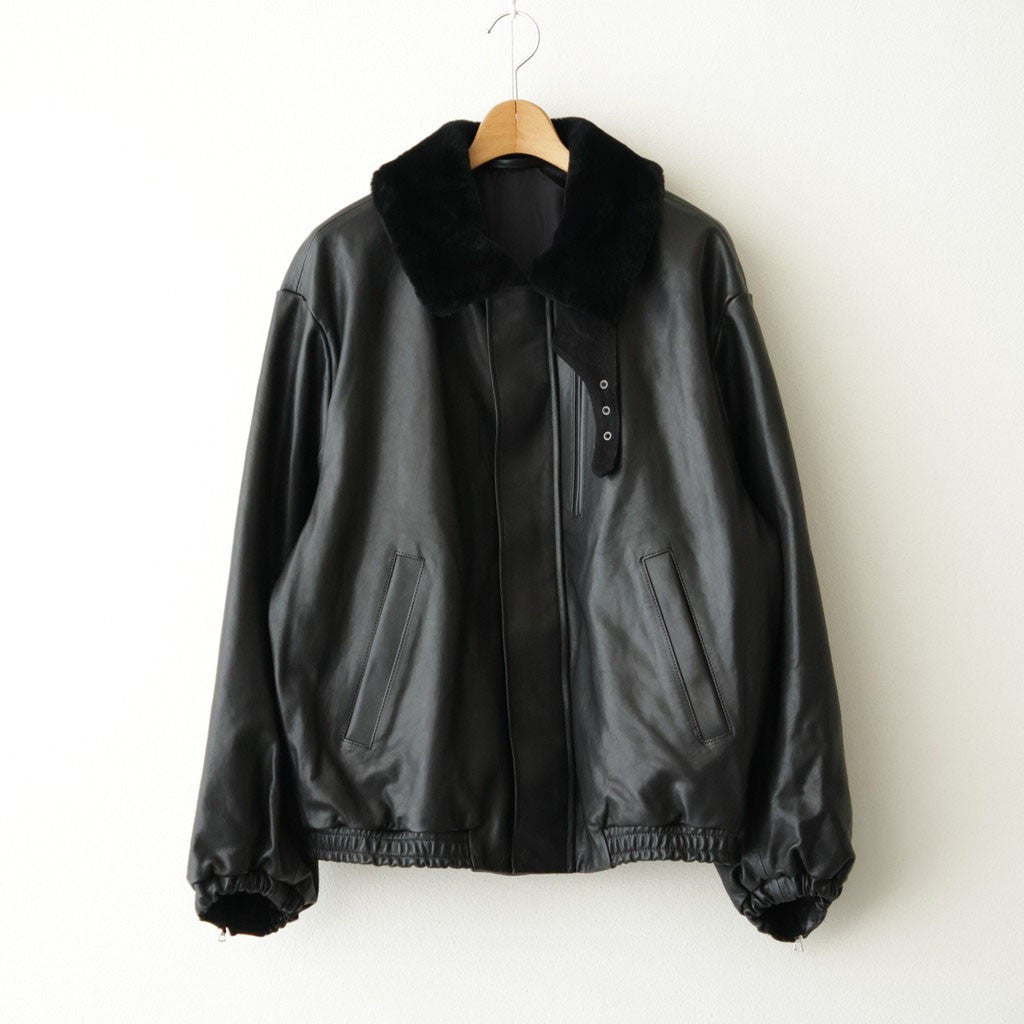 MOUTON COLLAR CALF ZIP JACKET #BLACK [ST.1549]