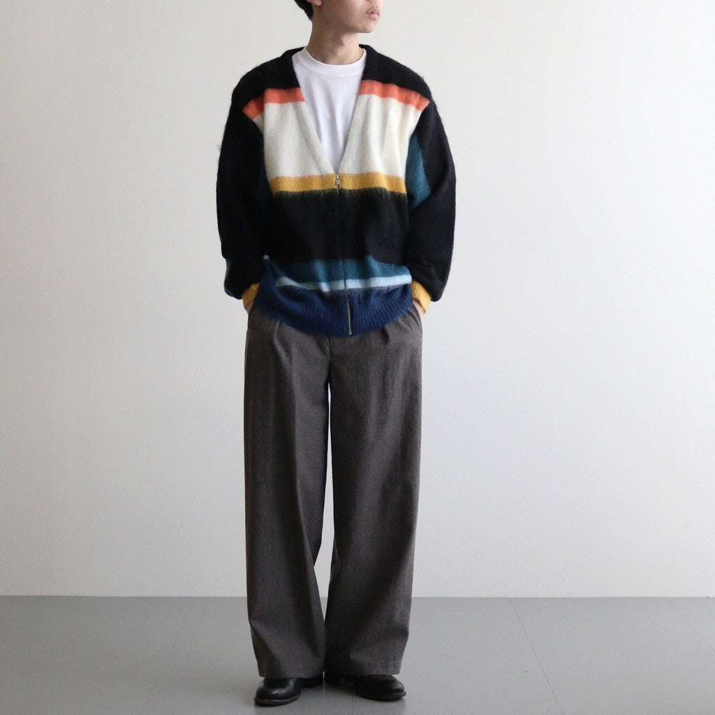 MOHAIR BORDER V-NECK ZIP CARDIGAN - KEITA MARUYAMA 30TH ANNIV. EXCLUSIVE- #BLACK [YK24FW0884S-KM]