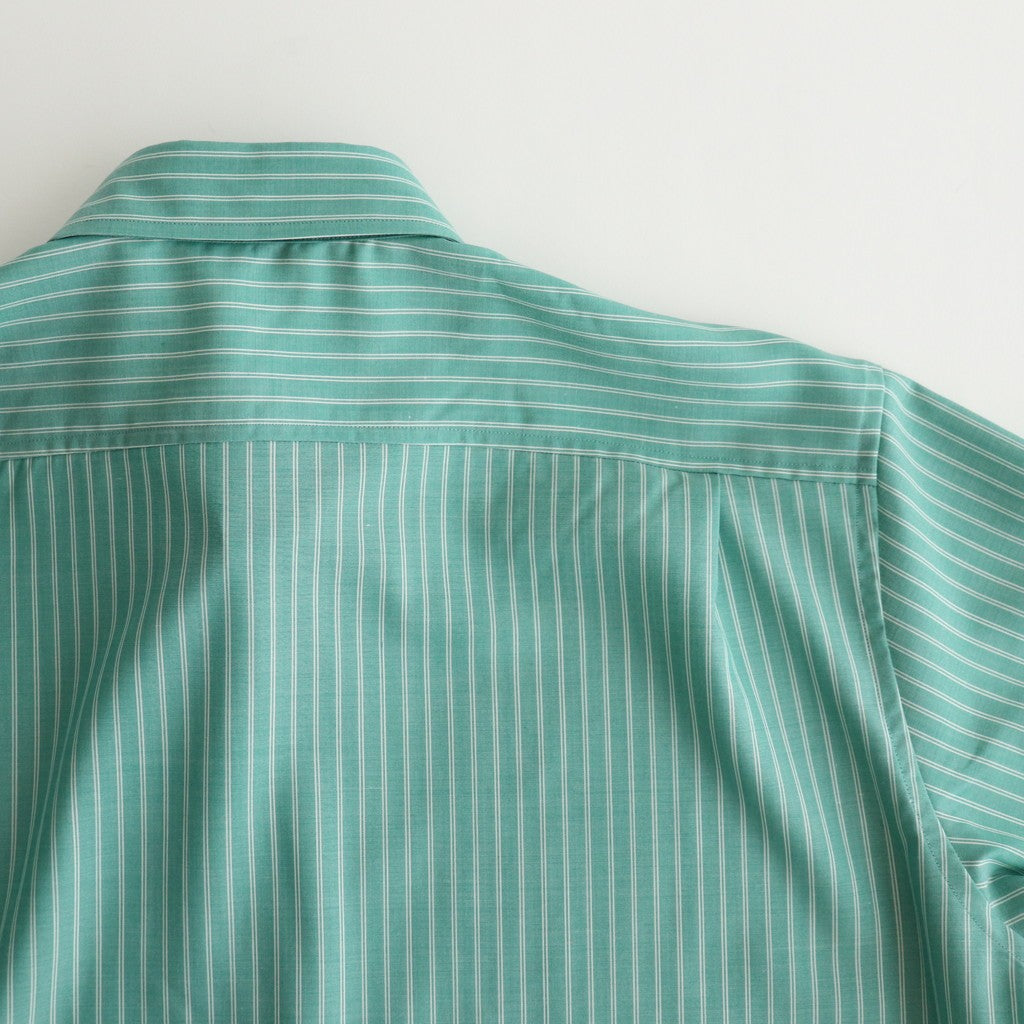 SUPER FINE WOOL STRIPE SHIRT #GREEN STRIPE [A25SS01WW]