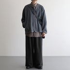 WOOL FULLING FLANNEL STRIPE TIE #TOP GRAY [A24AT06HC]