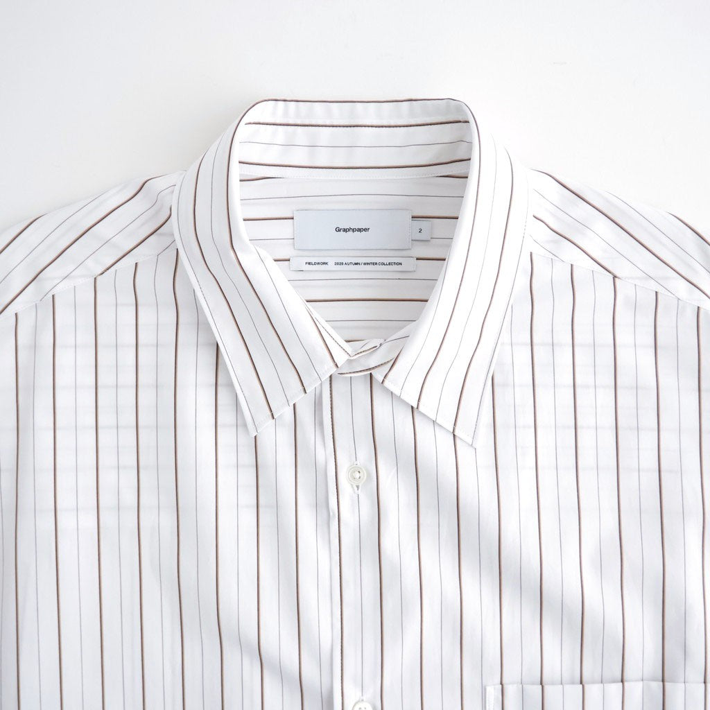 SIDOGRAS Brown Stripe L/S Oversized Regular Collar Shirt #WHITE [GM263-50345]