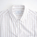 SIDOGRAS Brown Stripe L/S Oversized Regular Collar Shirt #WHITE [GM263-50345]