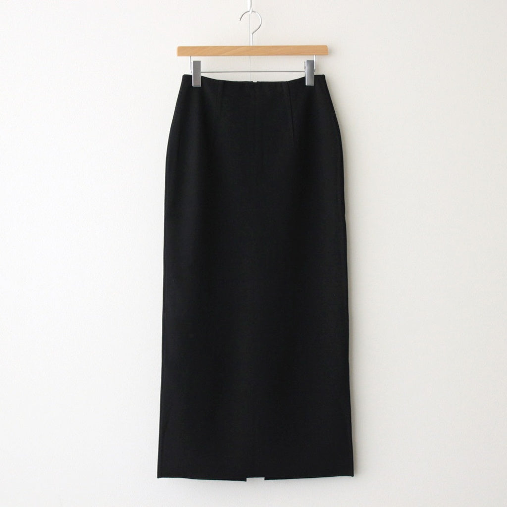 COTTON SILK STRETCH DOUBLE FACE KNIT SKIRT #BLACK [A25SS02WF]