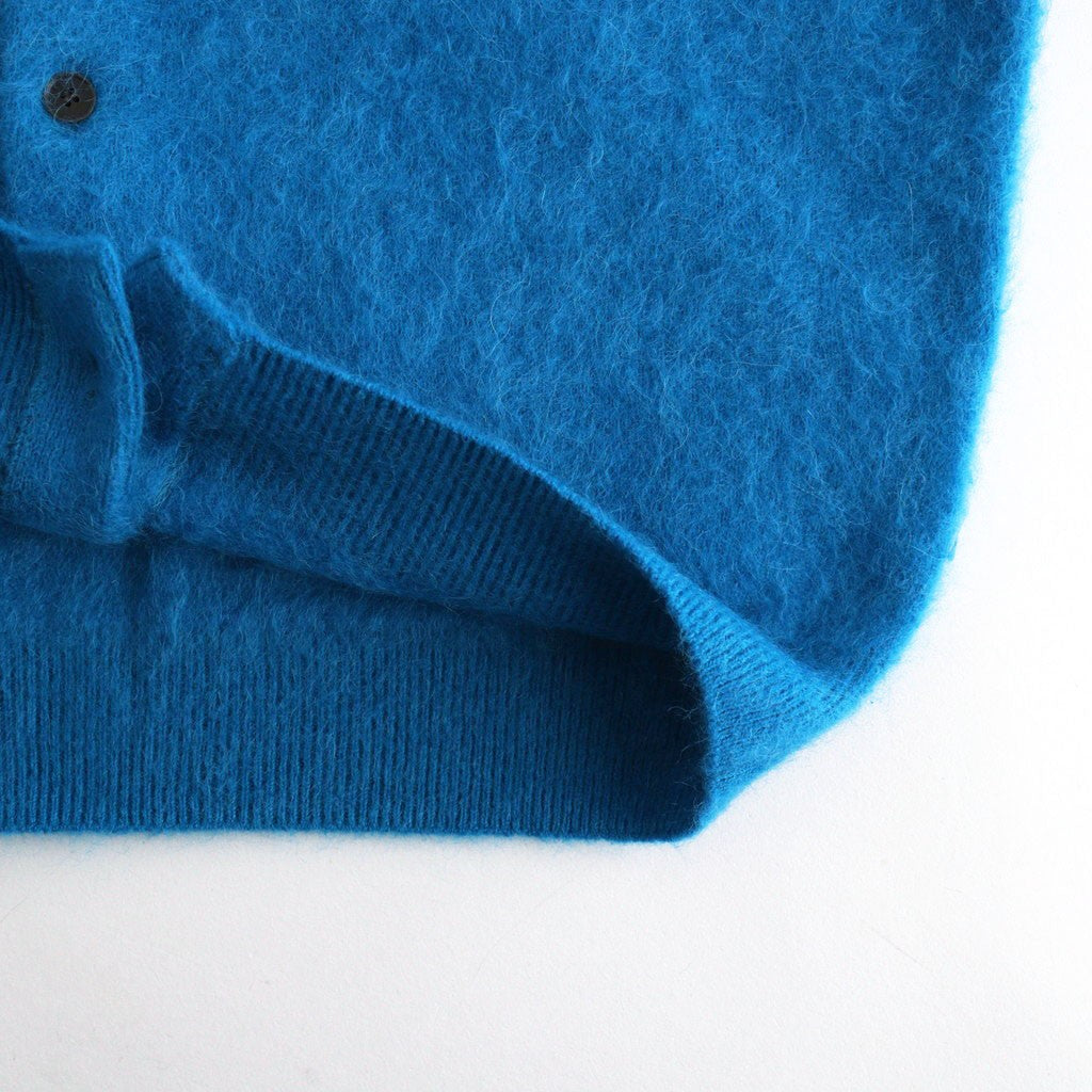 GARMENT-DYED BABY ALPACA FUR KNIT CREW-NECK CARDIGAN #ROYAL BLUE [A26AC03BA]