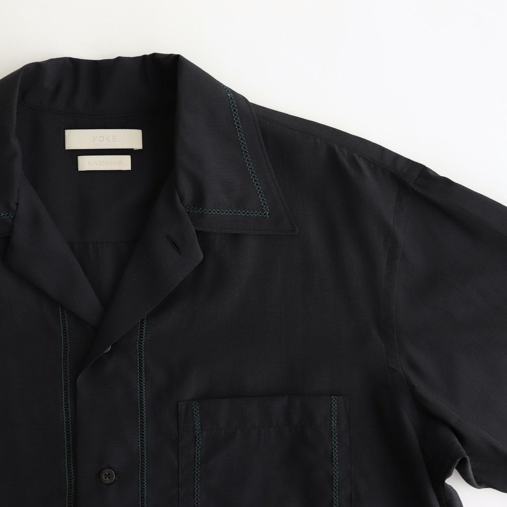 EMBROIDAREY OPEN COLLAR SHIRT #BLACK [YK25SS0938SH]