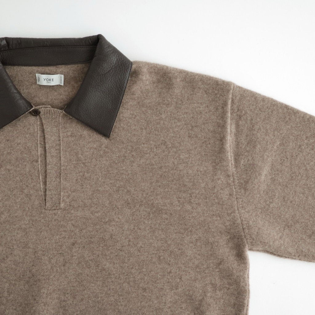 Leather-Trimmed Skipper Sweater #Beige [YK26FW01380S]