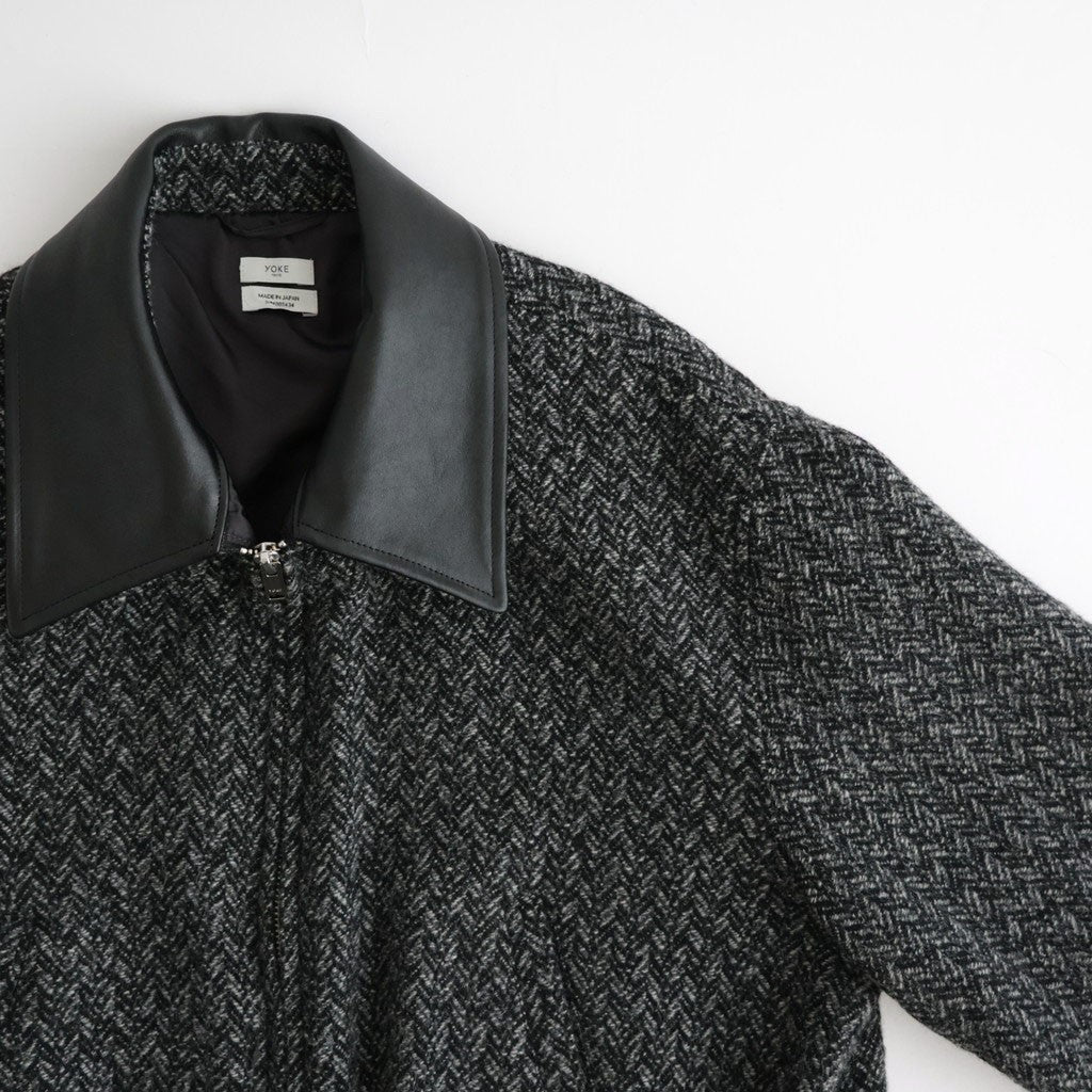 Herringborn Tweed Zip Blouson #Black [YK26FW01314B]