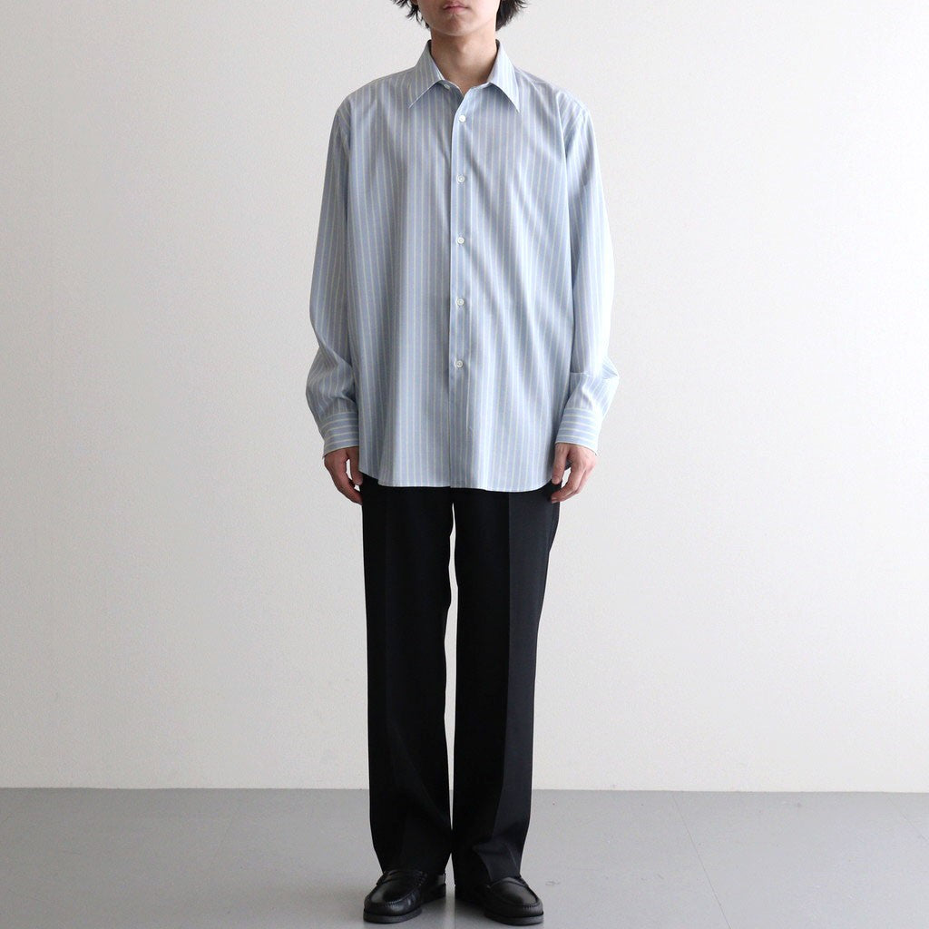 SUPER FINE WOOL STRIPE SHIRT #SAX BLUE LIME STRIPE [A26SS01WW]