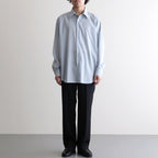 SUPER FINE WOOL STRIPE SHIRT #SAX BLUE LIME STRIPE [A26SS01WW]