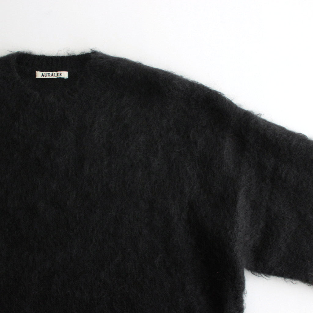 BRUSHED SUPER KID MOHAIR KNIT P/O #INK BLACK [A24AP03KM]