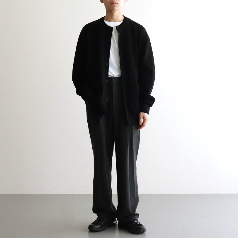 綿度詰天竺×ワッフル カーディガン #BLACK [HN-T006-051]