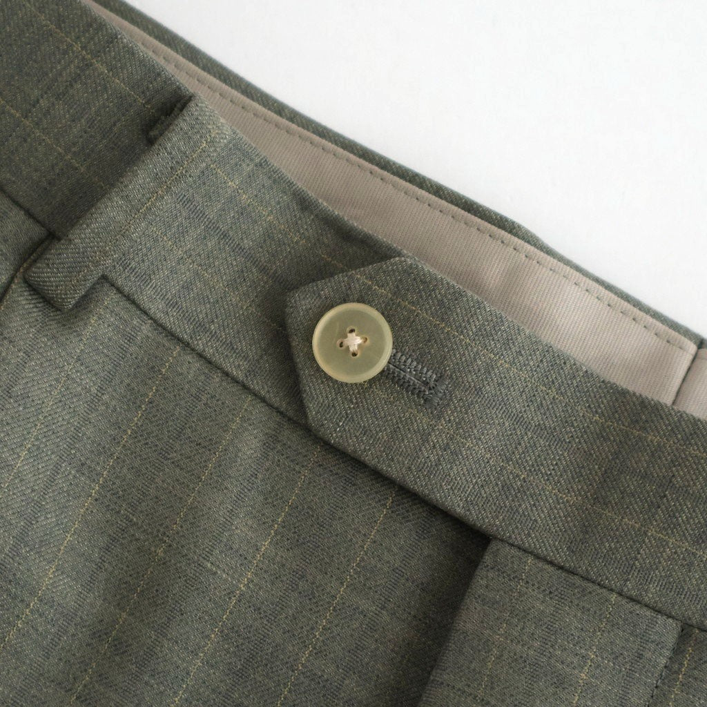 BLUEFACED WOOL TWO-TUCK SLACKS #KHAKI GRAY STRIPE [A26SP02BA]