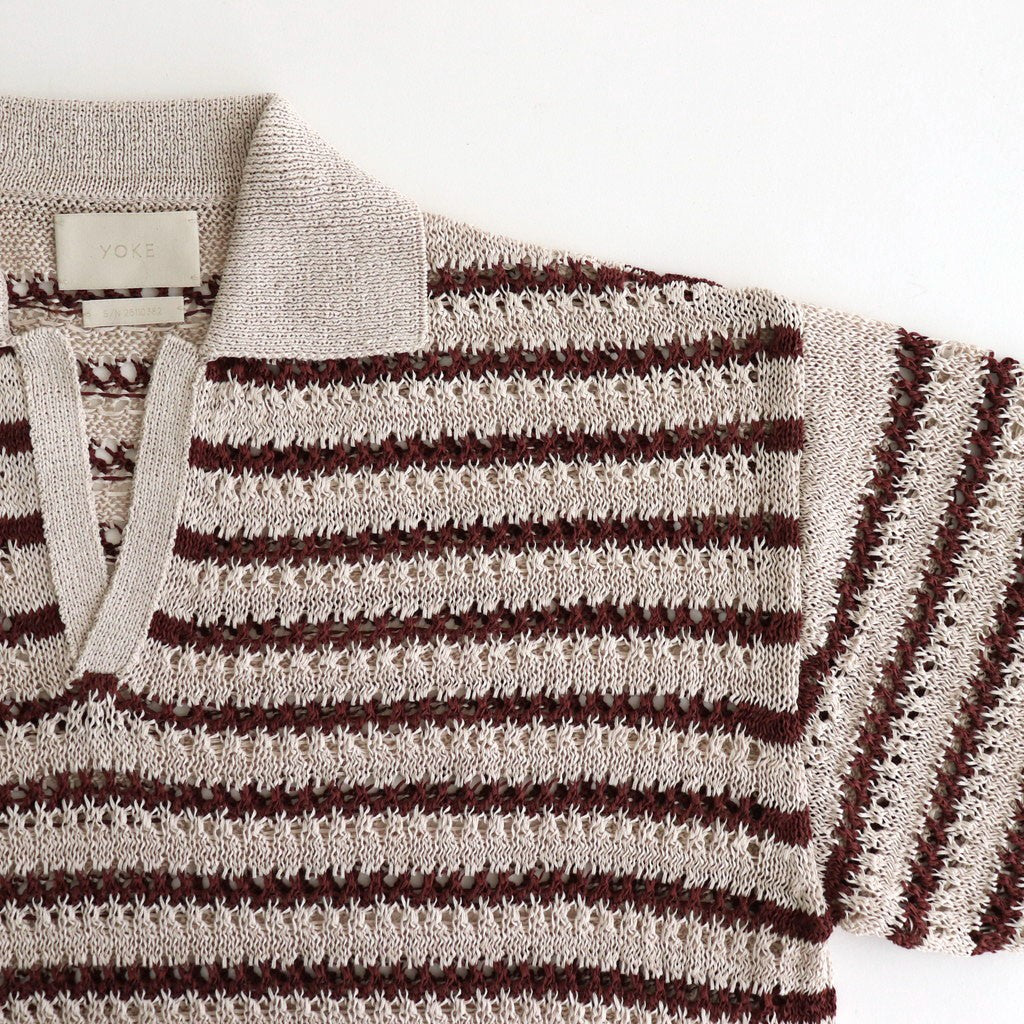 BORDER MESH KNIT SKIPPER POLO SHIRT #IVORY [YK25SS001010S]