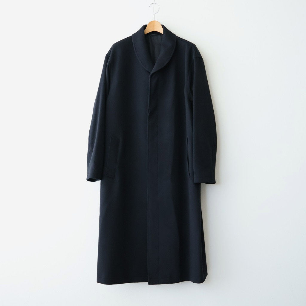 SUPER FINE WOOL MOSSER SHAWL COLLAR COAT #BLACK [A26AC02WM]