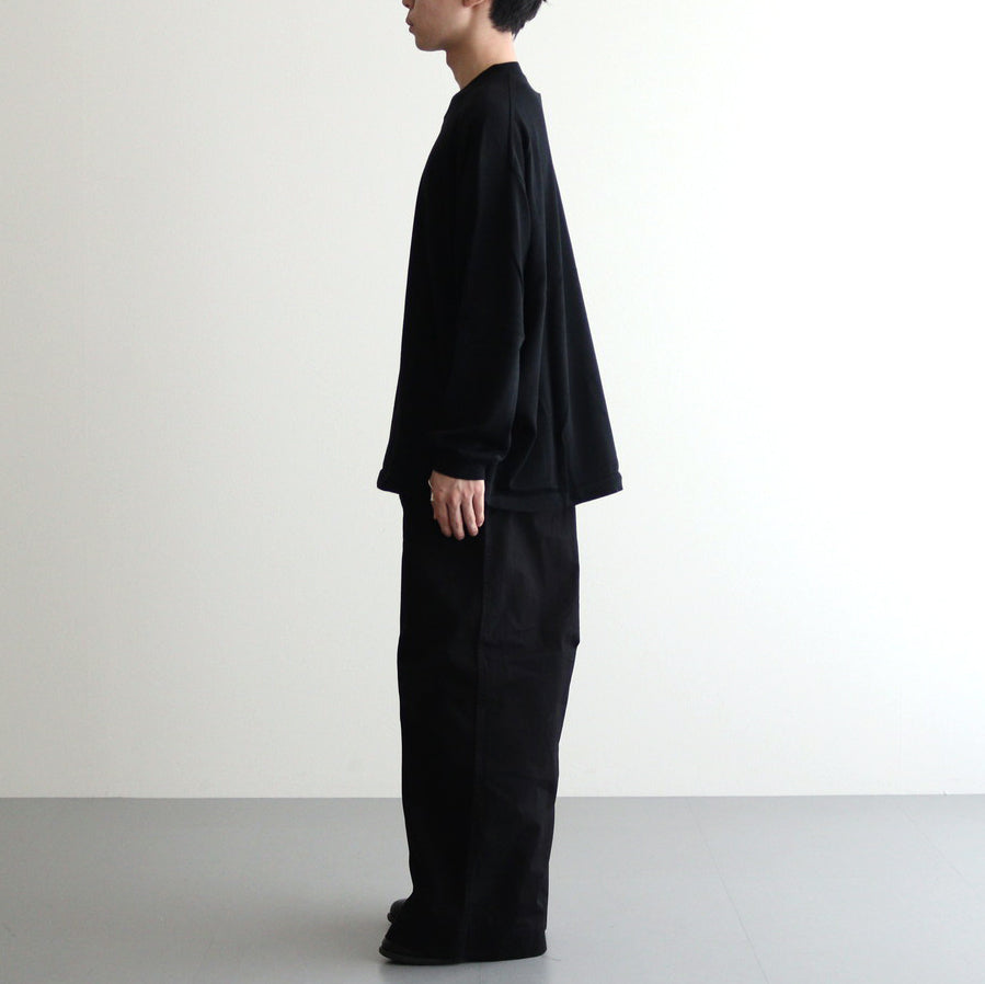 梳毛エステル天竺 セーター #BLACK [HN-N001-051]