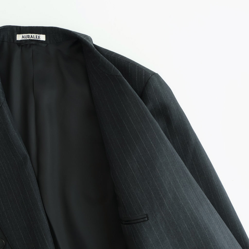 BLUEFACED WOOL DOUBLE-BREASTED JACKET #CHARCOAL NAVY STRIPE