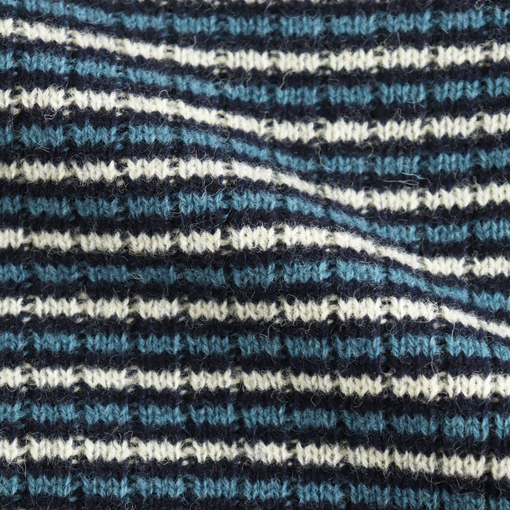 SHETLAND WOOL CASHMERE RIB KNIT P/O #NAVY STRIPE [A26AP01SB]