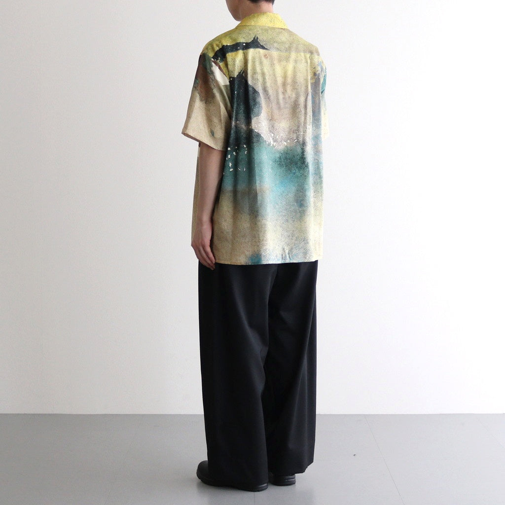 LANDSCAPE PRINTED OPEN COLLAR SHIRT #YELLOW [YK25SS0933SH]